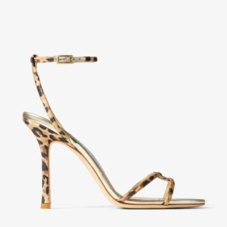 Leo sandal i grosgrain med leopardmönster