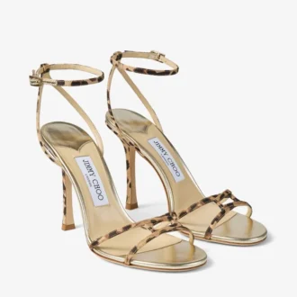 Leo sandal i grosgrain med leopardmönster