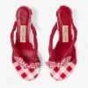 Liss 35 Ruby Red Mix Mule-sandaler i bomull med rutmönster och rosett Liss 35 Ruby Red Mix Mule-sandaler i bomull med rutmönster och rosett