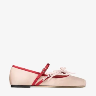 Loli Ballerina Macaron och rubinröda satinballerinaskor med satinrosetter
