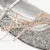 Loli Ballerina Silver och Macaron Powder Glitter Ballerinaskor i tyg med satinrosetter Loli Ballerina Silver och Macaron Powder Glitter Ballerinaskor i tyg med satinrosetter