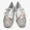 Loli Ballerina Silver och Macaron Powder Glitter Ballerinaskor i tyg med satinrosetter Loli Ballerina Silver och Macaron Powder Glitter Ballerinaskor i tyg med satinrosetter