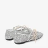 Loli Ballerina Silver och Macaron Powder Glitter Ballerinaskor i tyg med satinrosetter Loli Ballerina Silver och Macaron Powder Glitter Ballerinaskor i tyg med satinrosetter
