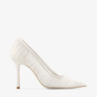 Lotta 100 Pumps i elfenbensfärgad tyll och nappa