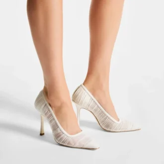 Lotta 100 Pumps i elfenbensfärgad tyll och nappa