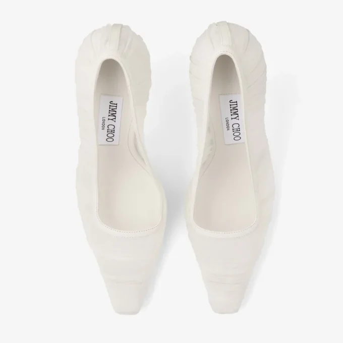 Lotta 100 Pumps i elfenbensfärgad tyll och nappa