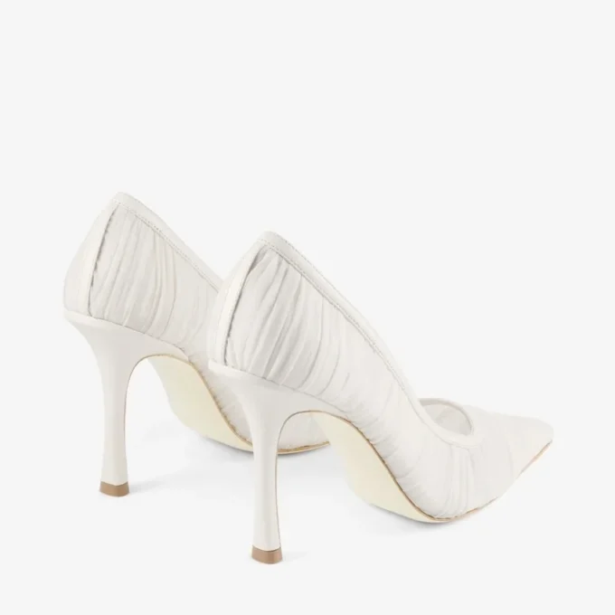 Lotta 100 Pumps i elfenbensfärgad tyll och nappa
