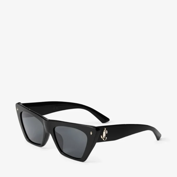 Lou Svarta och grå acetat-solglasögon i kattögonmodell Lou Svarta och grå acetat-solglasögon i kattögonmodell