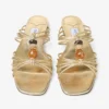 Lova Mule Flat Guldblandade metalliska nappaskinnsskor med pärlor Lova Mule Flat Guldblandade metalliska nappaskinnsskor med pärlor