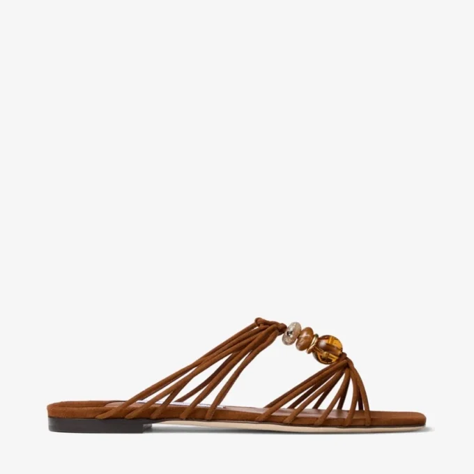 Lova Mule Flat Tan Mix Mule i mocka med pärlor Lova Mule Flat Tan Mix Mule i mocka med pärlor