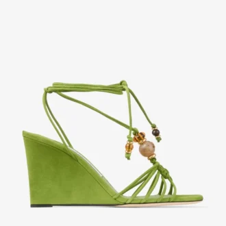 Lova Wedge 85 Clover Mix-kilklackar i mocka med pärlor