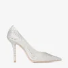 Love 100 pumps i elfenbensfärgad satin med kristallprydnader Love 100 pumps i elfenbensfärgad satin med kristallprydnader