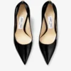 Love 100 svarta pumps i lackläder med spetsig tå och JC-emblem Love 100 svarta pumps i lackläder med spetsig tå och JC-emblem