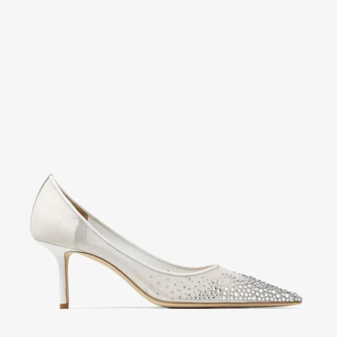 Love 65 vita pumps i mesh med DéGradé-kristaller Love 65 vita pumps i mesh med DéGradé-kristaller