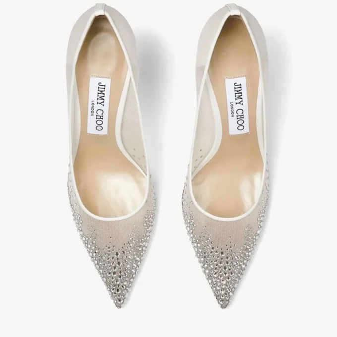 Love 65 vita pumps i mesh med DéGradé-kristaller Love 65 vita pumps i mesh med DéGradé-kristaller