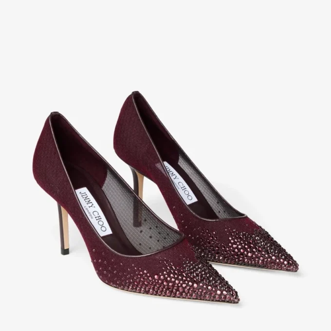 Love 85 Deep Merlot-pumps i mesh med Galaxy Crystal Love 85 Deep Merlot-pumps i mesh med Galaxy Crystal
