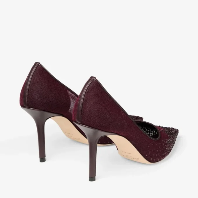 Love 85 Deep Merlot-pumps i mesh med Galaxy Crystal Love 85 Deep Merlot-pumps i mesh med Galaxy Crystal