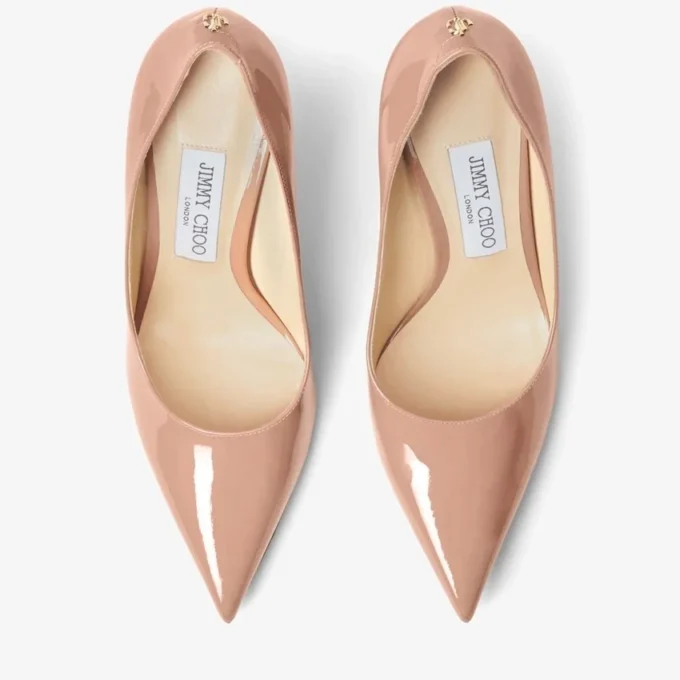 Love 85 Pumps i balettrosa lackläder med spetsig tå och Jc-emblem Love 85 Pumps i balettrosa lackläder med spetsig tå och Jc-emblem
