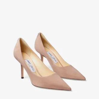 Love 85 spetsiga pumps i balettrosa mocka med Jc-emblem