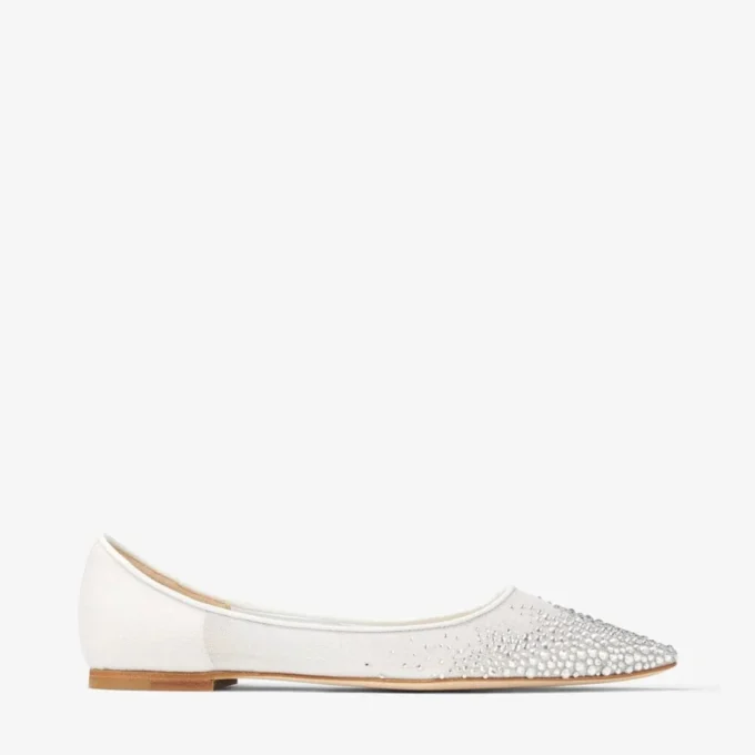 Love Flat White Degrade Crystal Mesh Flats Love Flat White Degrade Crystal Mesh Flats