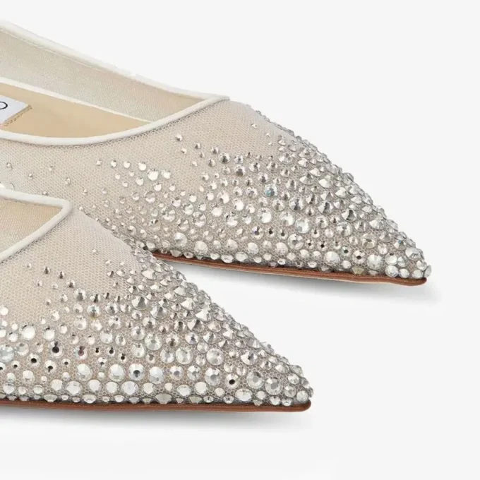 Love Flat White Degrade Crystal Mesh Flats Love Flat White Degrade Crystal Mesh Flats