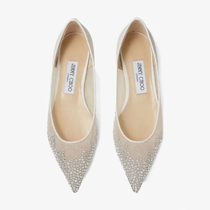 Love Flat White Degrade Crystal Mesh Flats Love Flat White Degrade Crystal Mesh Flats