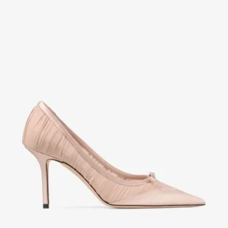 Love Mesh 85 Macaron Satin med rynkad tyllpumps