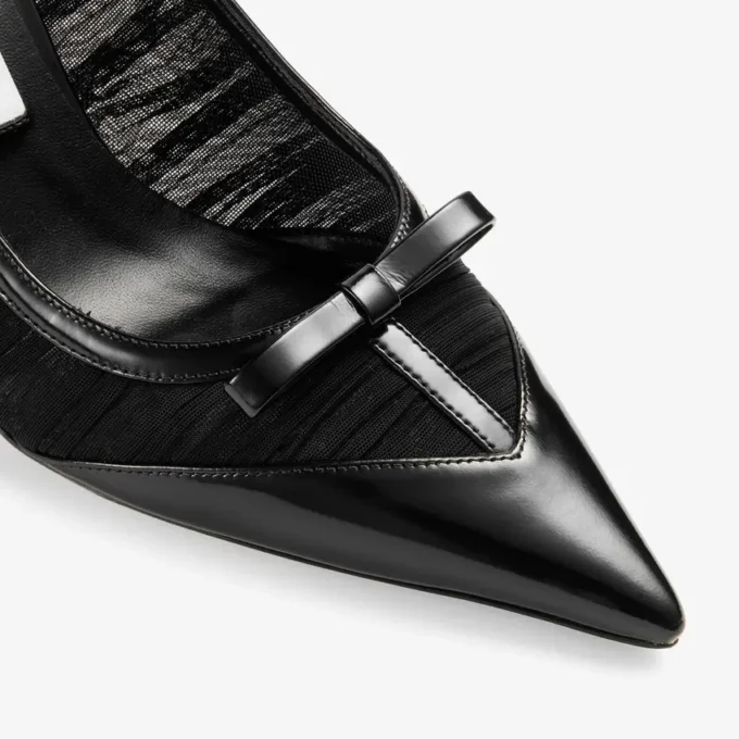 Love Mesh 85 Svarta pumps i spazzolato och rynkad mesh