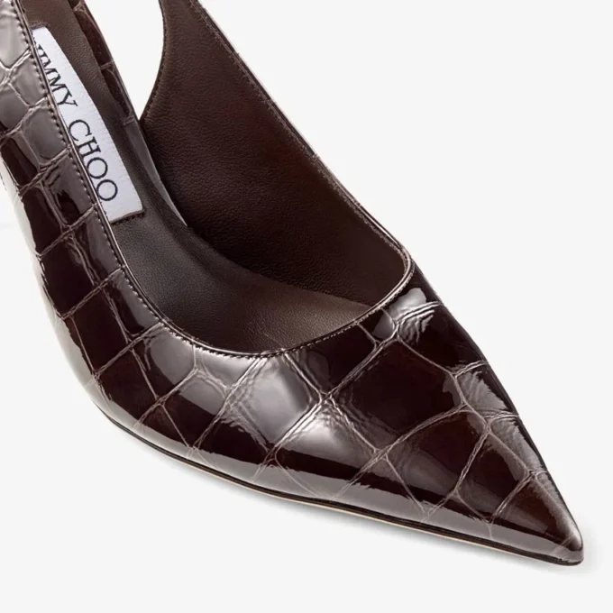 Love Sling Back 85 Sambuco Slingbacks i glänsande läder med krokodilprägling Love Sling Back 85 Sambuco Slingbacks i glänsande läder med krokodilprägling