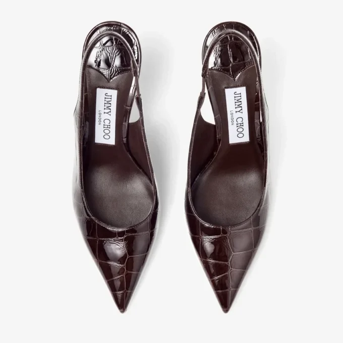 Love Sling Back 85 Sambuco Slingbacks i glänsande läder med krokodilprägling Love Sling Back 85 Sambuco Slingbacks i glänsande läder med krokodilprägling