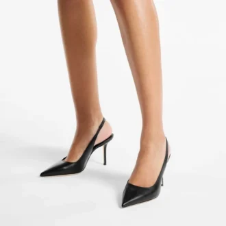 Love Sling Back 85 Svarta slingbacks i kalvskinn