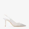 Love Sling Back 85 Vita slingbacks i mesh med DéGradé Galaxy-kristaller