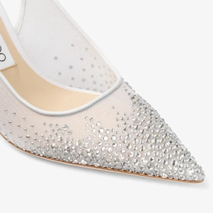 Love Sling Back 85 Vita slingbacks i mesh med DéGradé Galaxy-kristaller