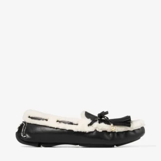 Manon F svarta loafers i tumlat läder med fårskinn