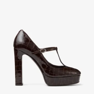 Marene  Mary Jane 120 Sambuco Pumps i glänsande läder med krokodilprägling