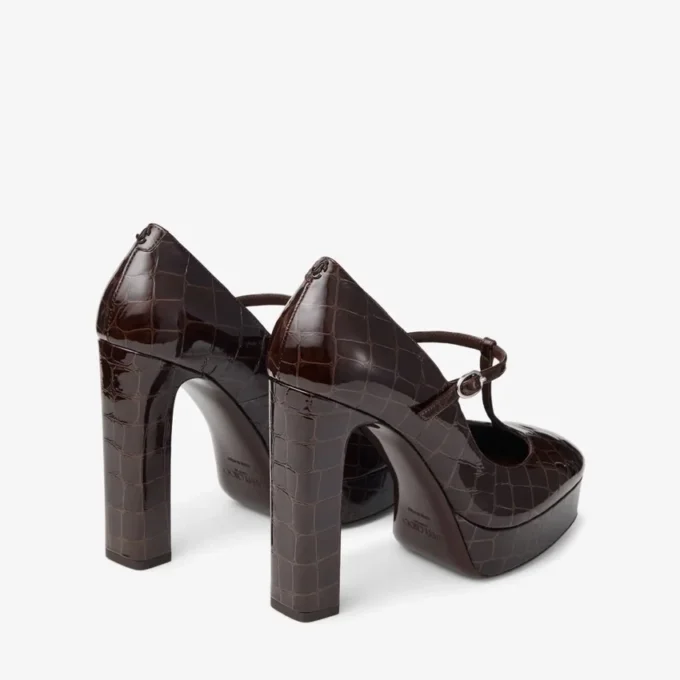 Marene  Mary Jane 120 Sambuco Pumps i glänsande läder med krokodilprägling
