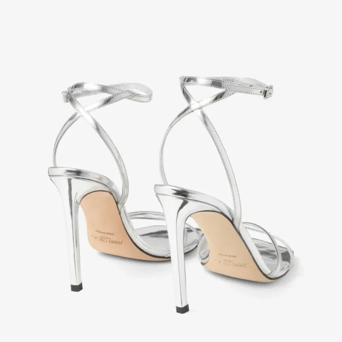 Metz 100 silverfärgad sandal i flytande metallläder