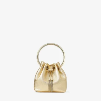 Micro Bon Bon guldmetallisk nappa-miniväska