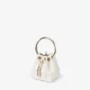 Micro Bon Bon mini-väska i elfenbensfärgad satin med pärlor över hela ytan Micro Bon Bon mini-väska i elfenbensfärgad satin med pärlor över hela ytan