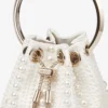 Micro Bon Bon mini-väska i elfenbensfärgad satin med pärlor över hela ytan Micro Bon Bon mini-väska i elfenbensfärgad satin med pärlor över hela ytan