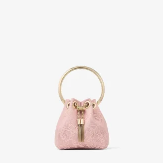 Micro Bon Bon Rose Satin och Jimmy Choo Lace Mini Bucket Bag