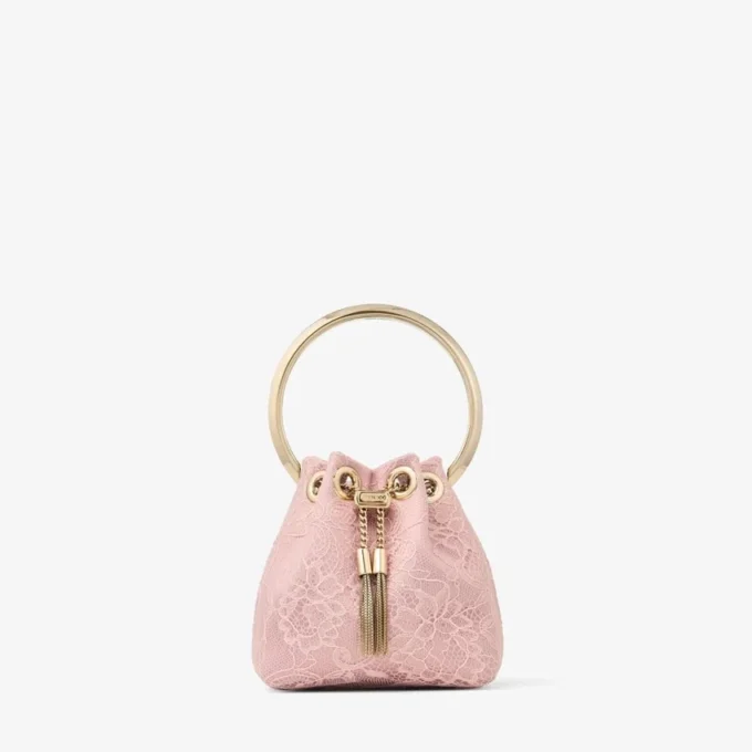 Micro Bon Bon Rose Satin och Jimmy Choo Lace Mini Bucket Bag