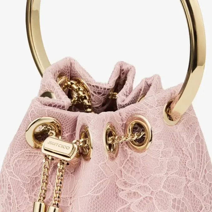 Micro Bon Bon Rose Satin och Jimmy Choo Lace Mini Bucket Bag