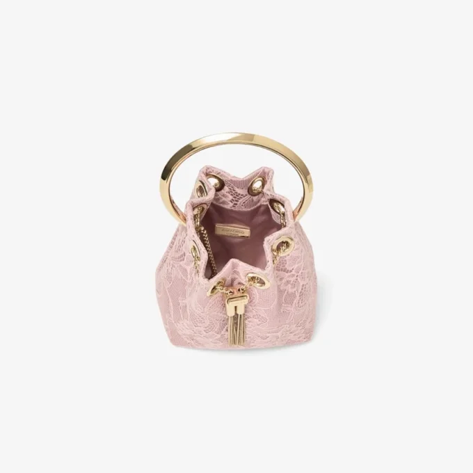 Micro Bon Bon Rose Satin och Jimmy Choo Lace Mini Bucket Bag