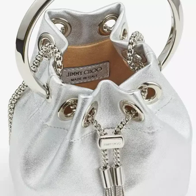Micro Bon Bon silvermetallic nappa miniväska