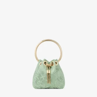 Micro Bon Bon Verde Satin och Jimmy Choo Lace Mini Bucket Bag