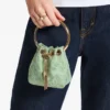 Micro Bon Bon Verde Satin och Jimmy Choo Lace Mini Bucket Bag
