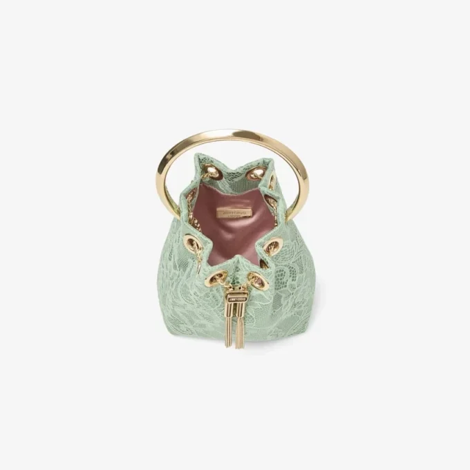 Micro Bon Bon Verde Satin och Jimmy Choo Lace Mini Bucket Bag