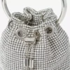 Micro Bon Bon-väskan i silverkristallnät med metallhandtag Micro Bon Bon-väskan i silverkristallnät med metallhandtag