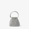 Micro Bon Bon-väskan i silverkristallnät med metallhandtag Micro Bon Bon-väskan i silverkristallnät med metallhandtag